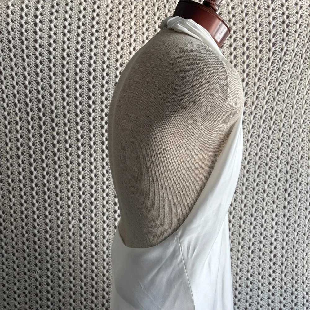 Show Me Your Mumu Jasmine Dress Halter Mini Dress Backless Satin White Size M - Picture 7 of 14